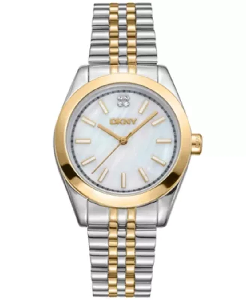 Women's Nolita Midi White MOP Dial Gold-Two-Tone Stainless Steel Bracelet Watch