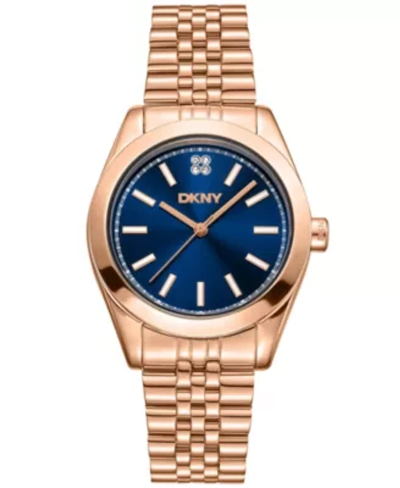 Women's Nolita Midi Dark Blue Dial Rose Gold-Tone Stainless Steel Bracelet Watch