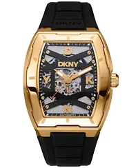 Men's Urban Automatic Black Dial Gold Case Black Silicone Strap Watch