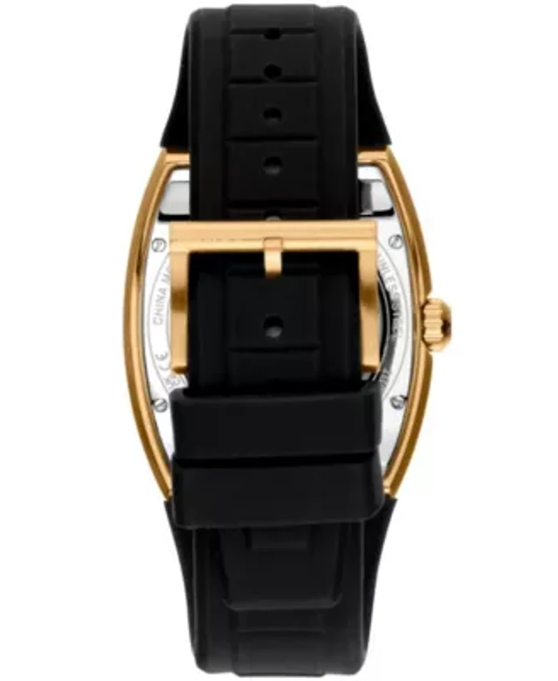 Men's Urban Automatic Black Dial Gold Case Black Silicone Strap Watch