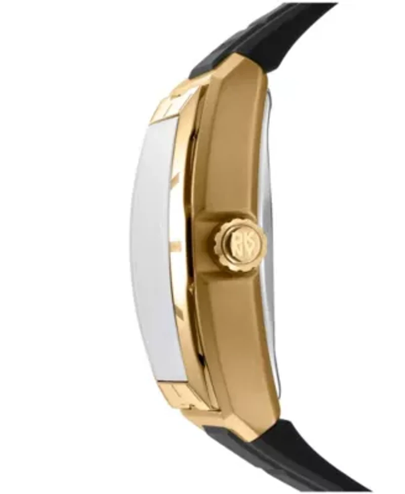 Men's Urban Automatic Black Dial Gold Case Black Silicone Strap Watch