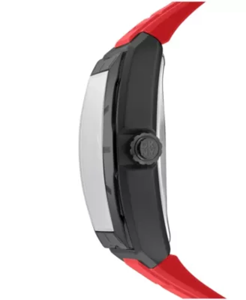 Men's Urban Automatic Red Dial Red Silicone Strap Watch