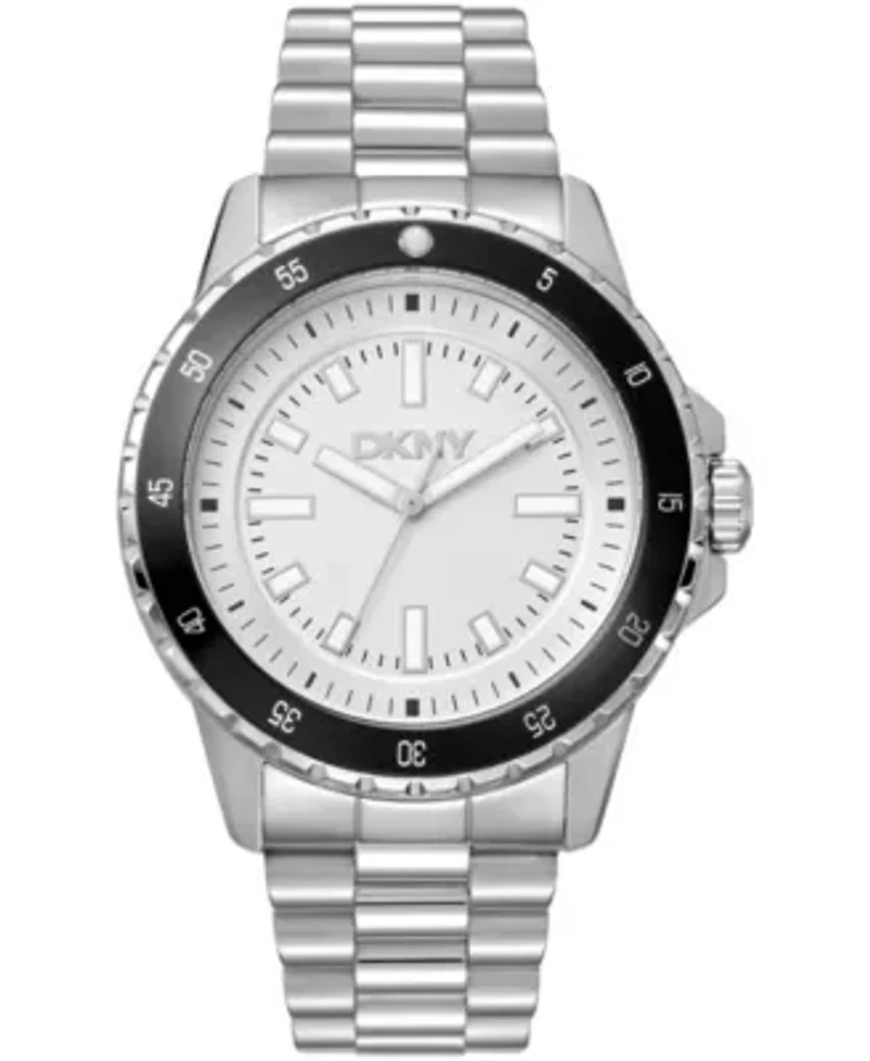 DKNY Men's Sport Watch Silver Dial Stainless Steel Bracelet Watch 43mm 100M
