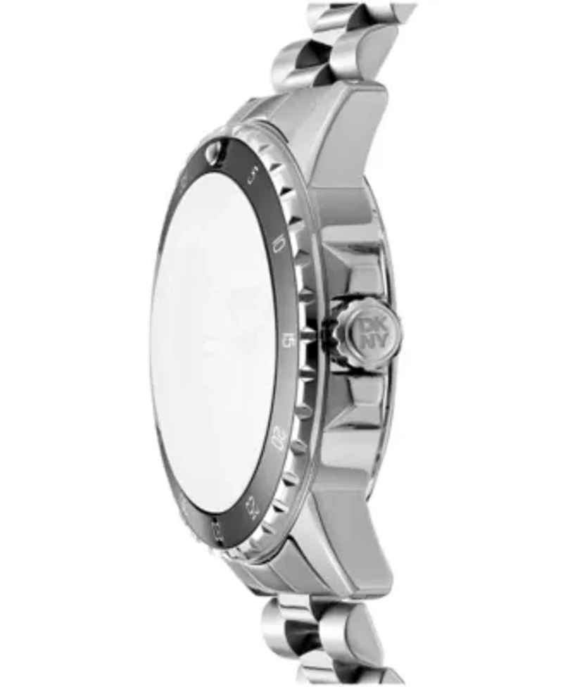 DKNY Men's Sport Watch Silver Dial Stainless Steel Bracelet Watch 43mm 100M