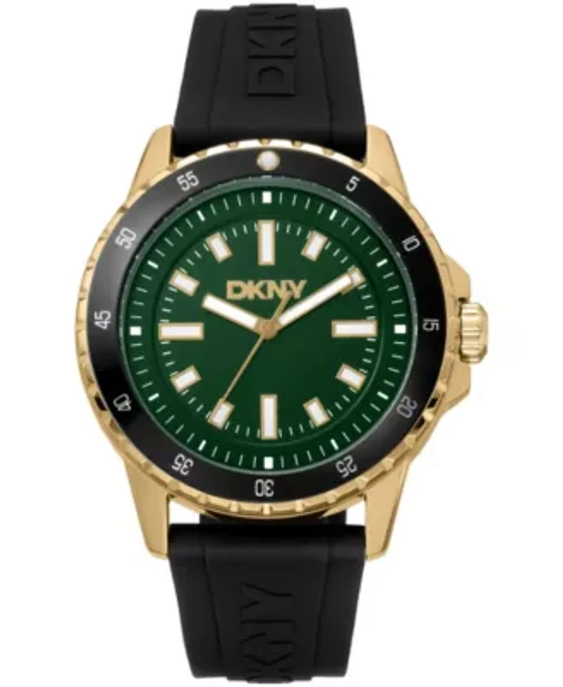 DKNY Men's Sport Watch Green Dial Black Silicone Strap 43mm 100M