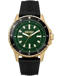 DKNY Men's Sport Watch Green Dial Black Silicone Strap 43mm 100M