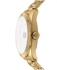 DKNY Men's Date Dark Green Dial Gold-Tone Stainless Steel Bracelet Watch 40mm 100M