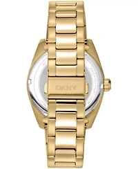 DKNY Men's Date Dark Green Dial Gold-Tone Stainless Steel Bracelet Watch 40mm 100M