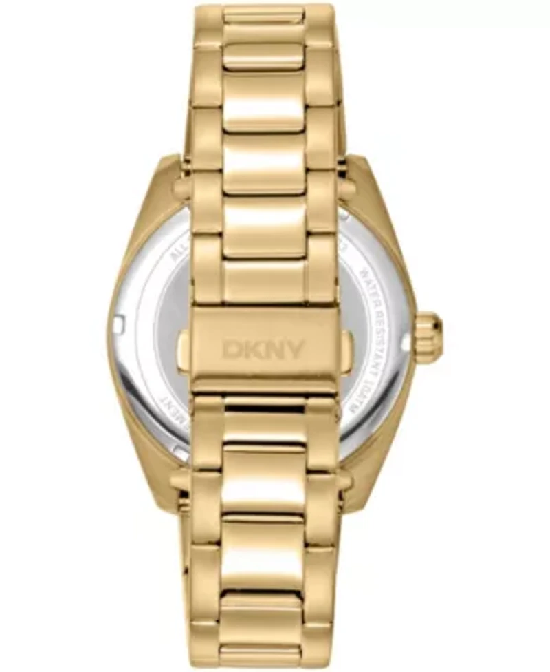 DKNY Men's Date Black Dial Gold-Tone Stainless Steel Bracelet Watch 40mm 100M