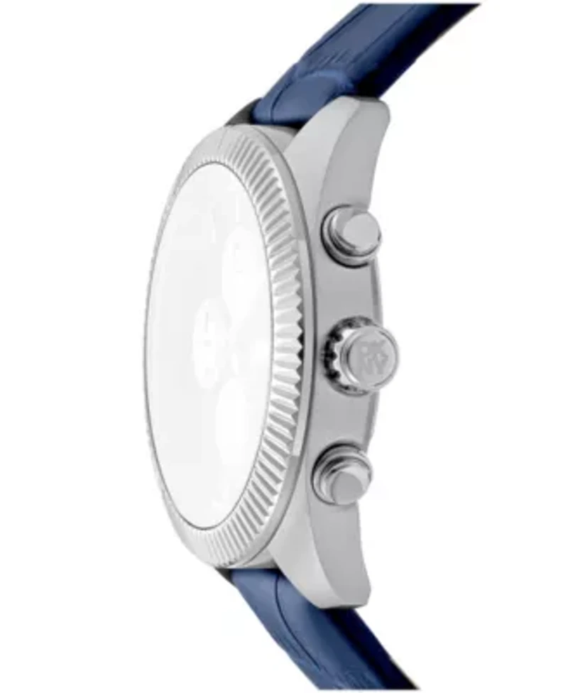 DKNY Men's Chronograph Blue Dial Blue Leather Strap Watch 42mm 100M