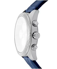 DKNY Men's Chronograph Blue Dial Blue Leather Strap Watch 42mm 100M