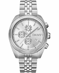 DKNY Men's Chronograph Silver Dial Stainless Steel Bracelet Watch 42mm 100M