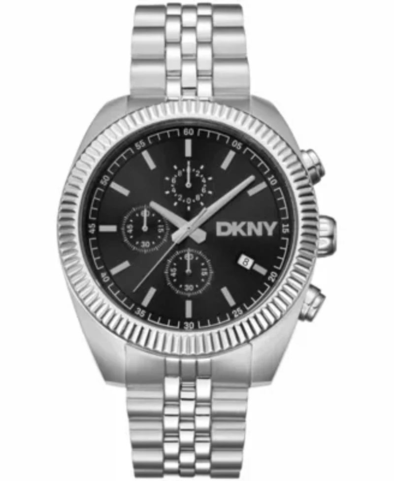 DKNY Men's Chronograph Black Dial Stainless Steel Bracelet Watch 42mm 100M