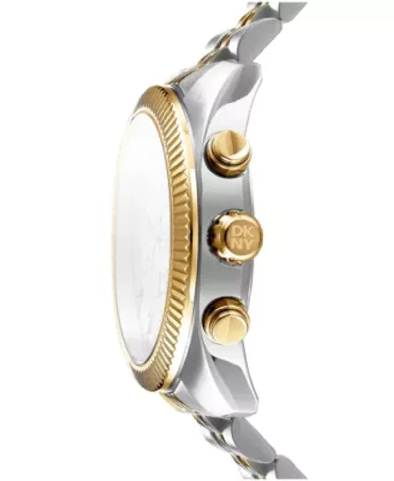 DKNY Men's Chronograph Green Dial Two-Tone Gold Stainless Steel Bracelet Watch 42mm 100M