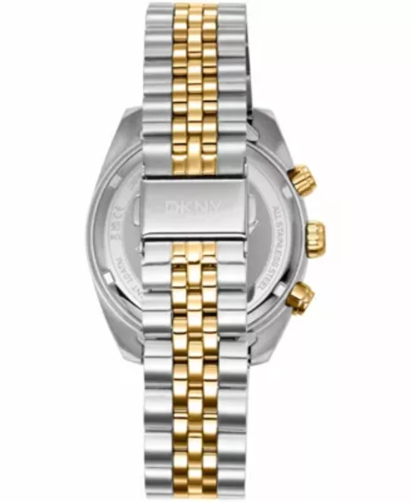 DKNY Men's Chronograph Green Dial Two-Tone Gold Stainless Steel Bracelet Watch 42mm 100M