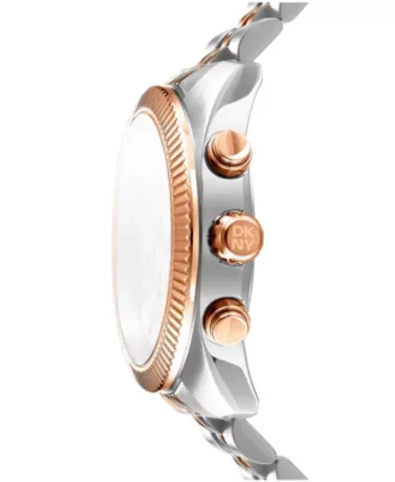 DKNY Men's Chronograph Green Dial Two-Tone Rose Gold Stainless Steel Bracelet Watch 42mm 100M