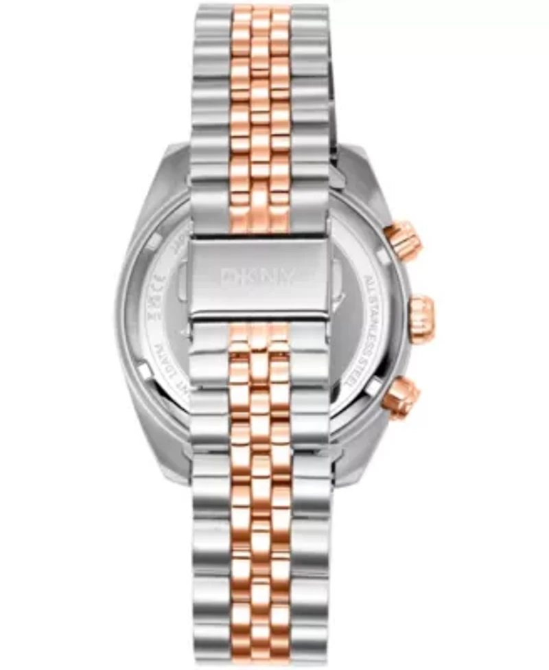 DKNY Men's Chronograph Green Dial Two-Tone Rose Gold Stainless Steel Bracelet Watch 42mm 100M