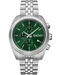 DKNY Men's Chronograph Green Dial Stainless Steel Bracelet Watch 42mm 100M