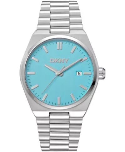 DKNY Men's Date Light Blue Dial Stainless Steel Bracelet Watch 40mm 30M