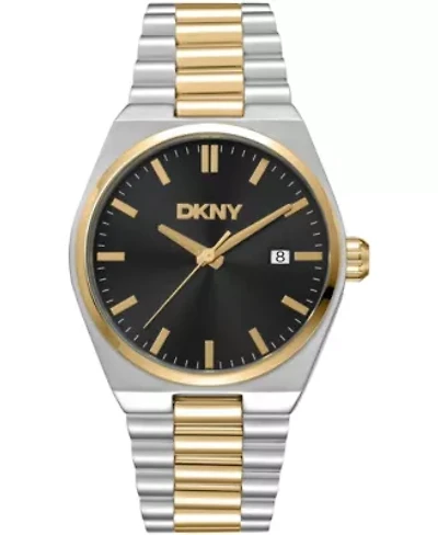 DKNY Men's Date Dial Two-Tone Gold Stainless Steel Bracelet Watch 40mm 100M