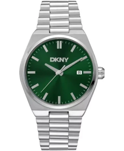 DKNY Men's Date Green Dial Stainless Steel Bracelet Watch 40mm 100M