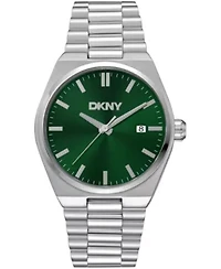 DKNY Men's Date Green Dial Stainless Steel Bracelet Watch 40mm 100M