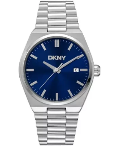 DKNY Men's Date Blue Dial Stainless Steel Bracelet Watch 40mm 100M