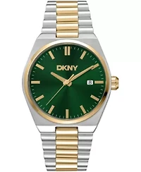 DKNY Men's Date Green Dial Two-Tone Gold Stainless Steel Bracelet Watch 40mm 100M