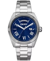 DKNY Men's Day Date Blue Dial Stainless Steel Bracelet Watch 41mm 100M