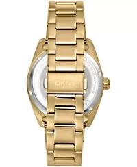 DKNY Men's Day Date Black Dial Gold-Tone Stainless Steel Bracelet Watch 41mm 100M