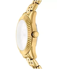 DKNY Women's Champagne Dial Fluted Bezel Yellow-Gold Tone Stainless Steel Watch 30mm 50M