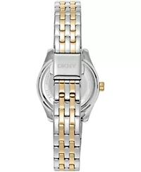 DKNY Women's Green Dial Fluted Bezel Two-Tone Gold Stainless Steel Bracelet Watch 30mm 50M