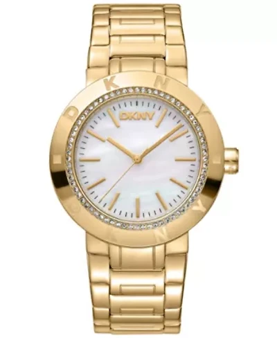 Women's Eastside Logo White Mop Dial Gold-Tone Stainless Steel Bracelet Watch