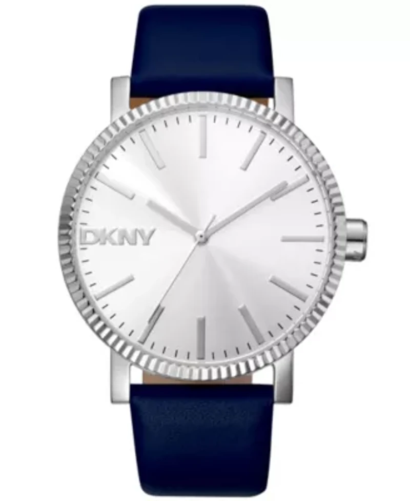 Women's Soho Maxi Silver Dial Dark Blue Leather Strap Watch
