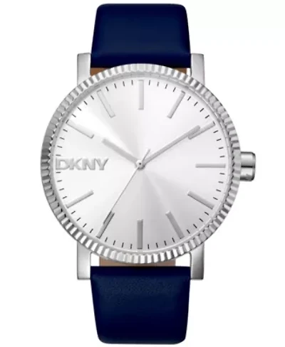 Women's Soho Maxi Silver Dial Dark Blue Leather Strap Watch