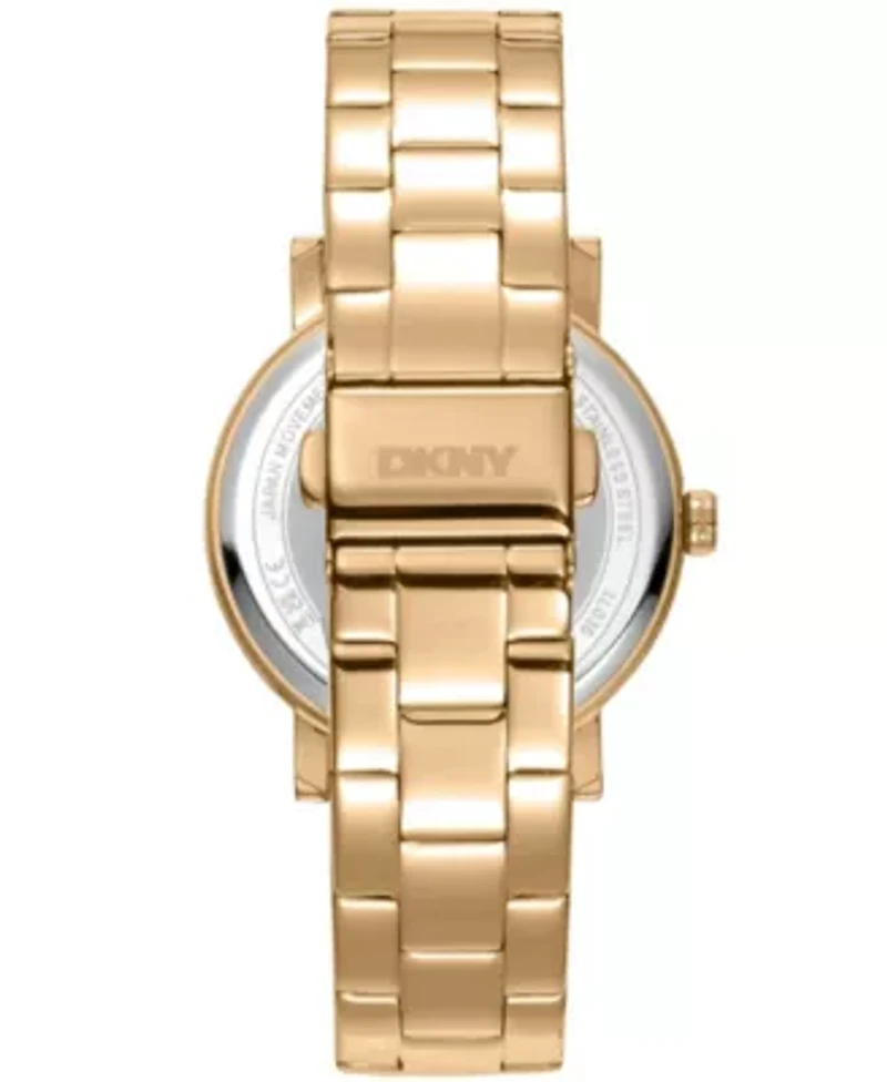 Women's Soho Logo Silver Powder Dial Gold-Tone Stainless Steel Bracelet Watch