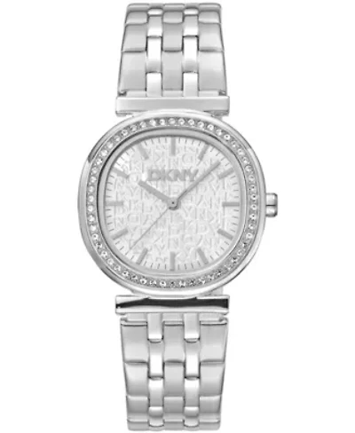 DKNY Women's Silver Dial Crystal Bezel Stainless Steel Bracelet Watch 30mm 30M