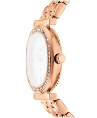 DKNY Women's Silver Dial Crystal Bezel Red-Gold Tone Stainless Steel Bracelet Watch 30mm 30M