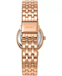 DKNY Women's Silver Dial Crystal Bezel Red-Gold Tone Stainless Steel Bracelet Watch 30mm 30M
