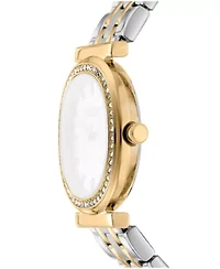 DKNY Women's Green Dial Crystal Bezel Two-Tone Gold Stainless Steel Bracelet Watch 30mm 30M