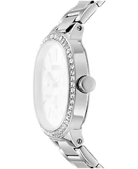 DKNY Women's Crystal Silver Dial Bezel Stainless Steel Bracelet Multifunctional Watch 36mm 30M