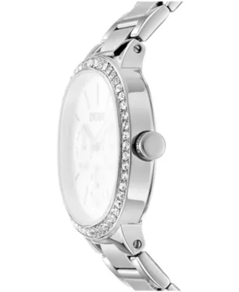 DKNY Women's Black Dial Crystal Bezel Stainless Steel Bracelet Multifunctional Watch 36mm 30M
