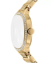 DKNY Women's Silver Crystal Covered Dial and Bezel Gold-Tone Stainless Steel Bracelet Multifunctional Watch 36mm 30M