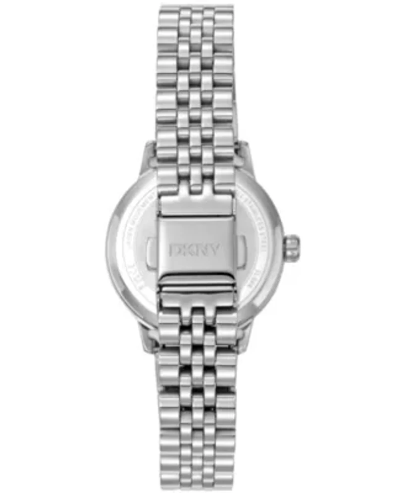 DKNY Women's Silver Crystal Accented Dial Stainless Steel Bracelet Watch 30mm 50M