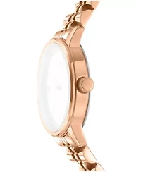 DKNY Women's White MOP Crystal Accented Dial Gold-Tone Stainless Steel Bracelet Watch 30mm 50M