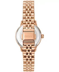 DKNY Women's White MOP Crystal Accented Dial Gold-Tone Stainless Steel Bracelet Watch 30mm 50M