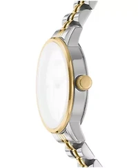 DKNY Women's Silver Crystal Accented Dial Two-Tone Gold Stainless Steel Bracelet Watch 30mm 50M