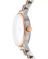 DKNY Women's Silver Crystal Accented Dial Two-Tone Rose Gold Stainless Steel Bracelet Watch 30mm 50M