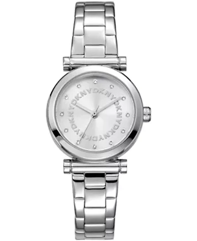 DKNY Women's Essentials Silver Dial Stainless Steel Bracelet Watch 28mm
