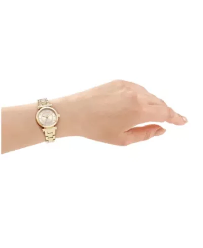 DKNY Women's Essentials Champagne Dial Gold-Tone Stainless Steel Bracelet Watch 28mm